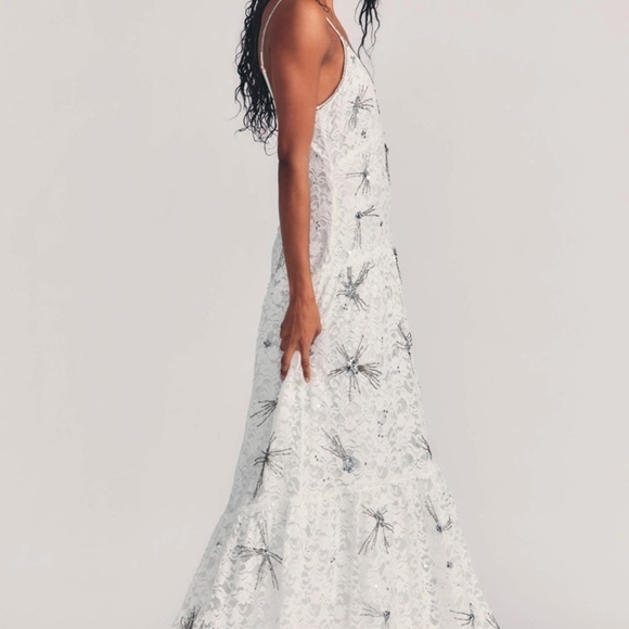 loveshackfancy white lace crystal sage burst embellished gown size 6 nwot - Picture 5 of 13